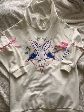 SMYF Harajuku Lolita Fallen Angel Rabbit Evil Cute Hoodie Size M